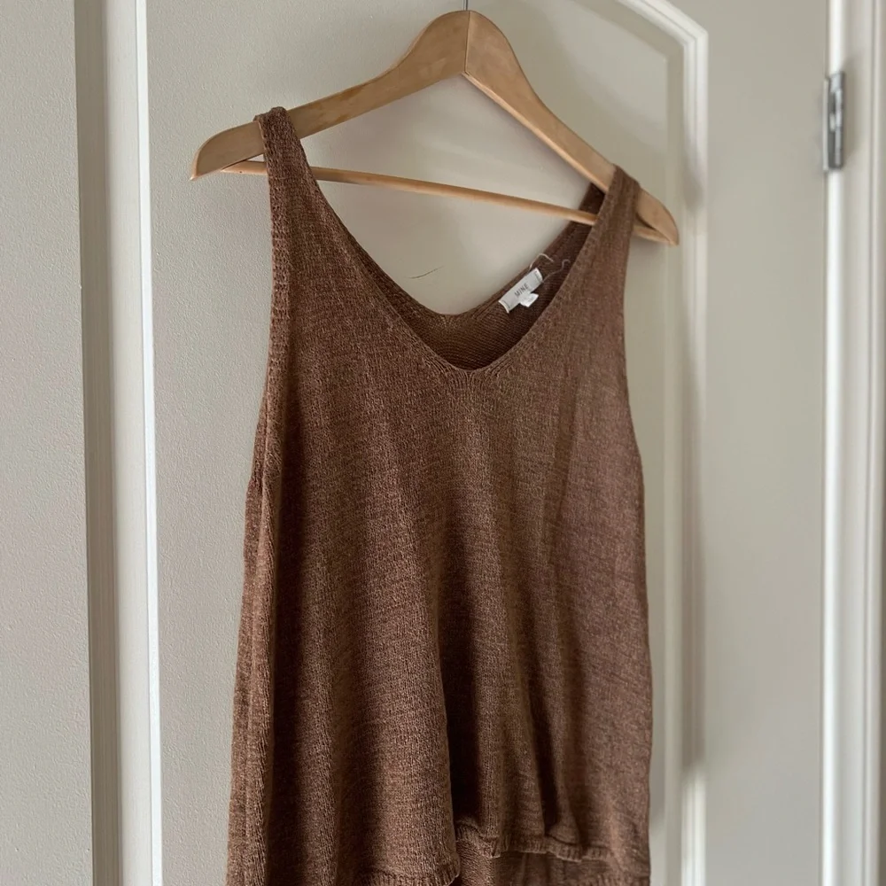 Mine Knit V-Neck Sleeveless Sweater Top Brown Size Large - Picture 5 of 7